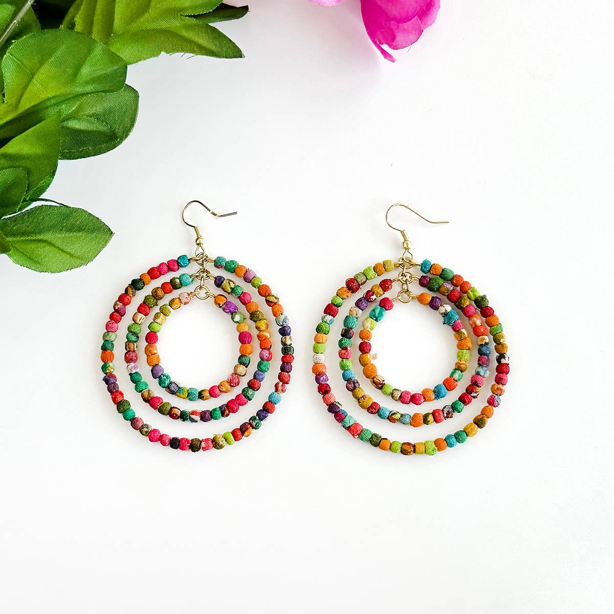 Kantha Milieu Triple Hoop Earrings – Creative Women of the World