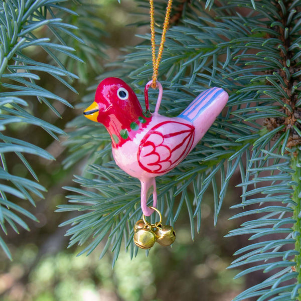 Handpainted Pink Birdie Ornament