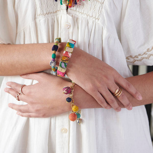 Kantha Bauble Charm Bracelet