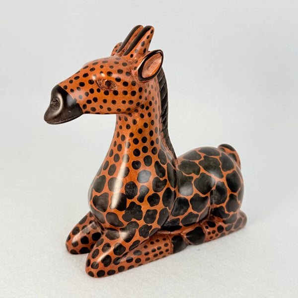 Soapstone Giraffe, Laying Down, 6"