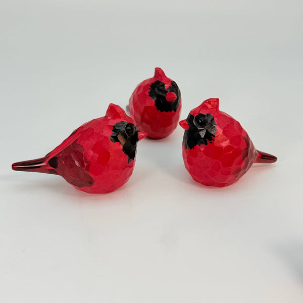 Soapstone Bird, Red Cardinal, Male, Rough carved, 5"