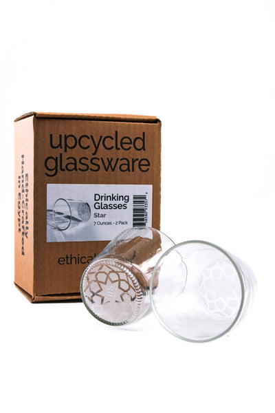 Star Drinking Glasses Upcycled  - (7 Ounces)