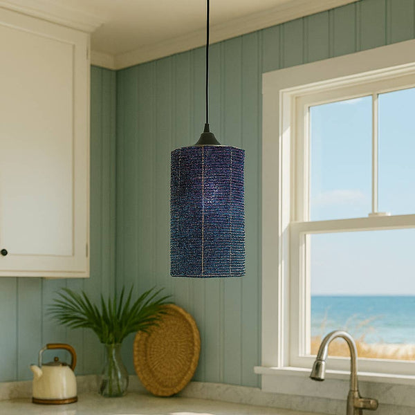 Cylinder, Blue Pendant Light