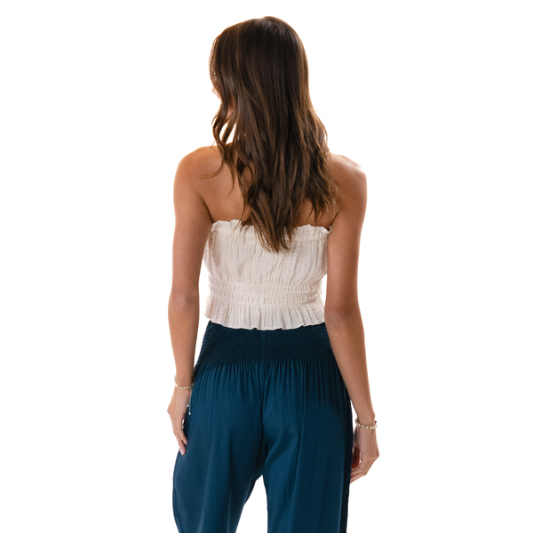 Cream Coastal Tube Top with Bead