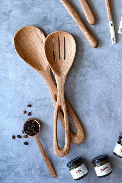 Kenyan Olive Wood Looped Salad Servers