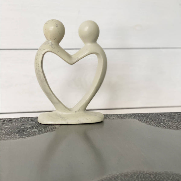 Lover's Heart Soapstone Sculptures - Natural Stone