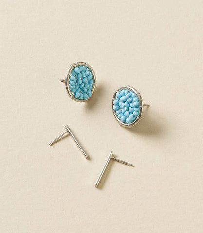Rajiyah Beaded Stud Earrings Bar, Disc Set of 2 - Turquoise