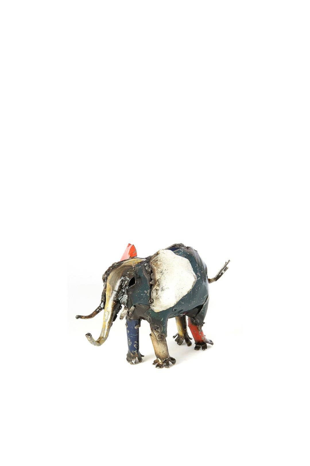 Colorful Recycled Oil Drum Elephant Sculptures