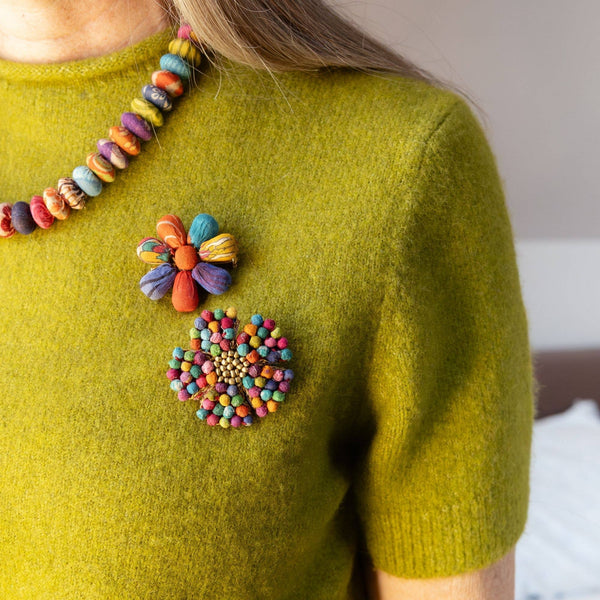 Kantha Floral Mosaic Pin