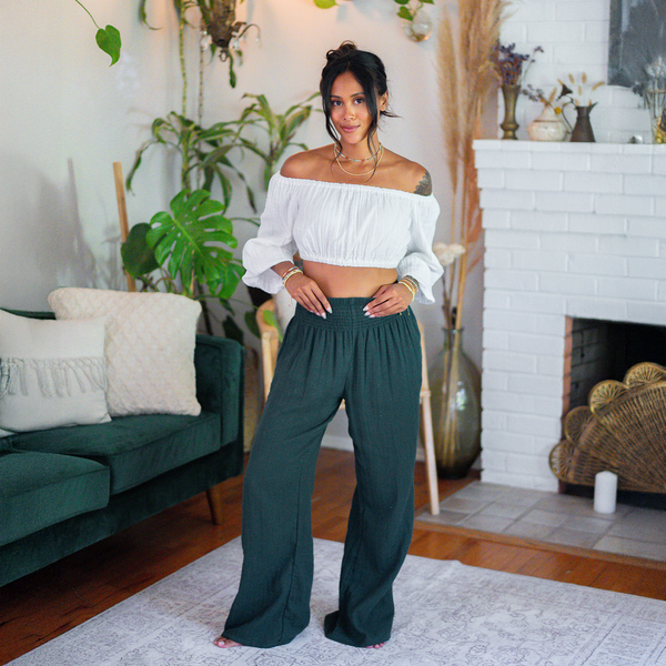 Rainforest Wide Leg Cotton Pants