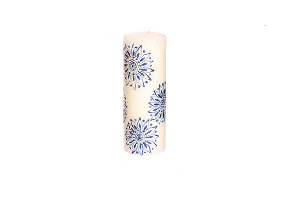 Henna Blue on White Candle