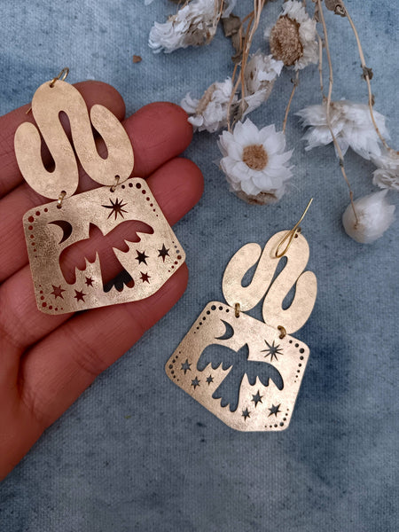 Bird,Brass Earrings, Bohemian Contemporary Handmade Jewelry