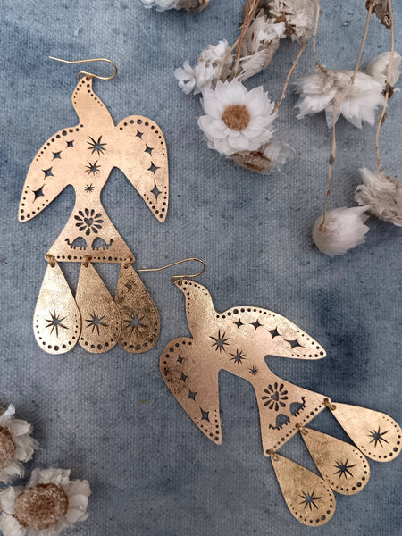 Eagle Brass Earrings, Bohemian Contemporary Handmade Jewelry