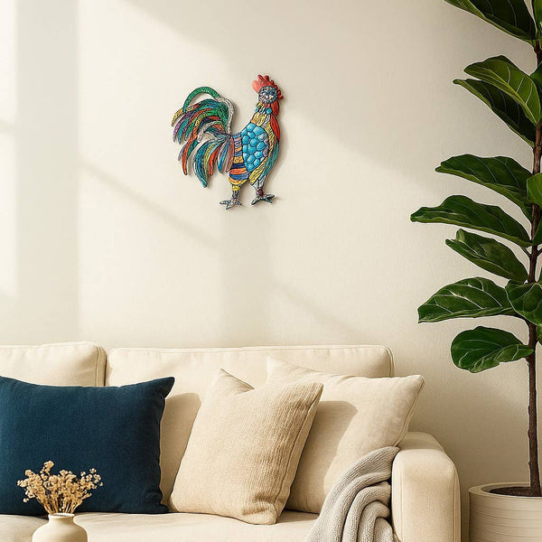 Painted Blue Rooster