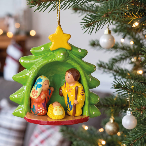 Nativity Tree Ornament Painted Ceramic Christmas Tree Décor Christmas Tree Décor