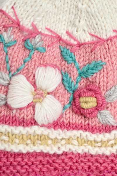 Color Block Blush Knit Beanie