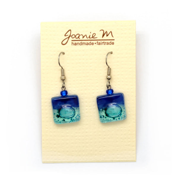 Tiny Square Glass Earrings