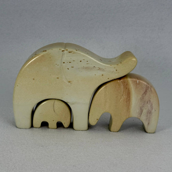 Soapstone Elephant Family of 3, 7.5" 