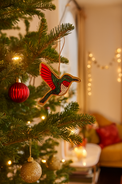 Larissa Plush Hummingbird Beaded Fabric Ornament
