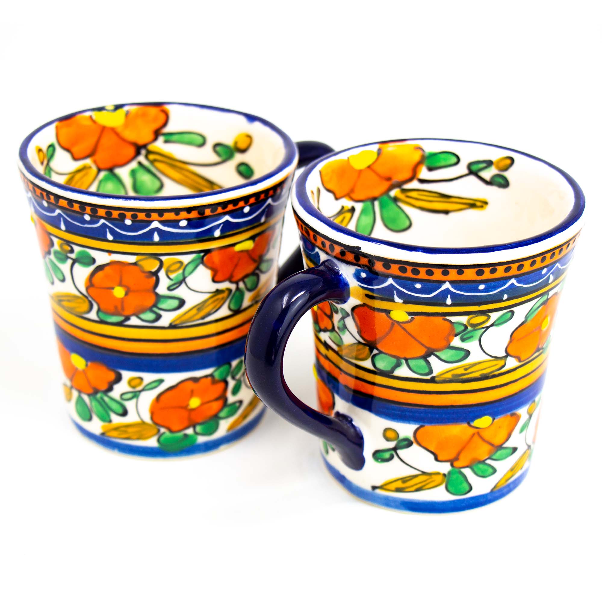 Flared Coffee Mugs Orange Flower