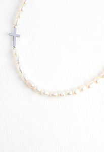 Faithful Pearl Necklace in Silver