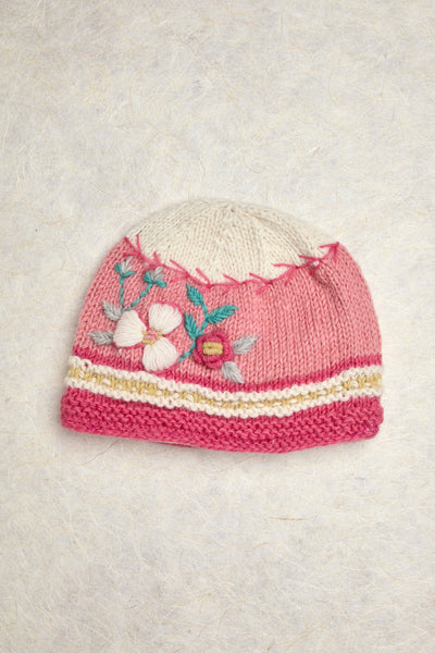 Color Block Blush Knit Beanie