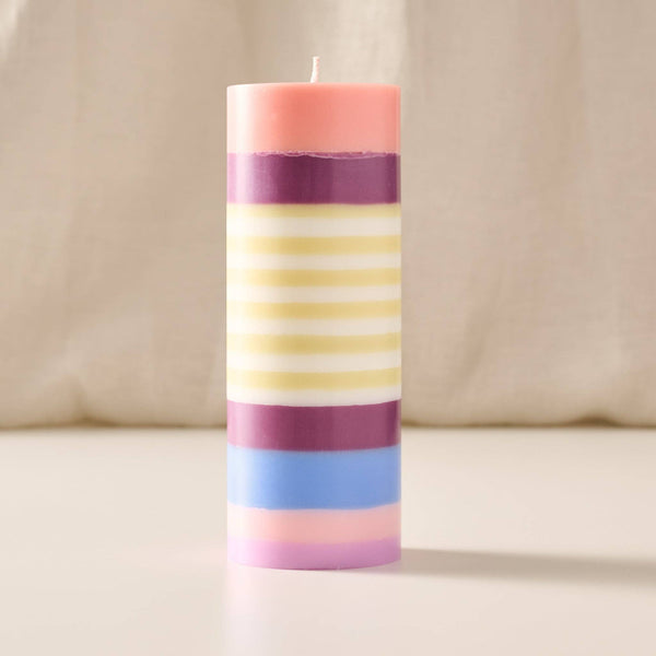 Obor Berry Large Stripe Palm Wax Pillar Candle