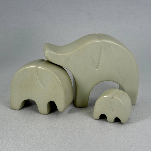 Soapstone Elephant Family of 3, 7.5" 