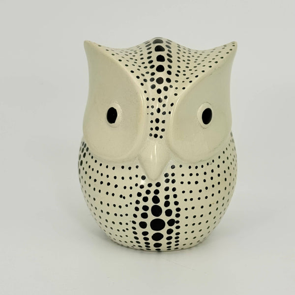 Soapstone Owl, Bird, 4.5" Black & White Polkadot