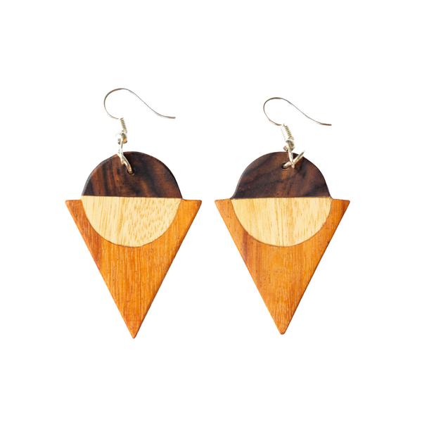 Modern Geometric Wood Earrings