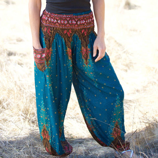 Peacock Pants: Teal / Open Ankle