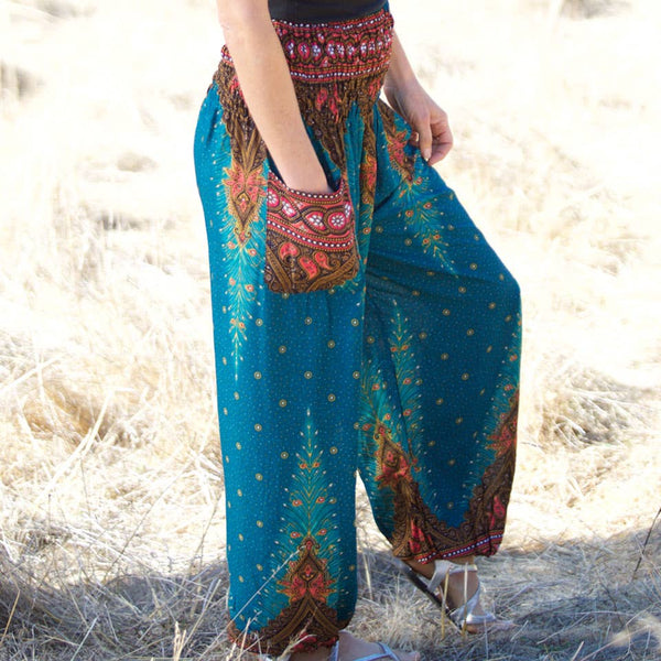 Peacock Pants: Teal / Open Ankle