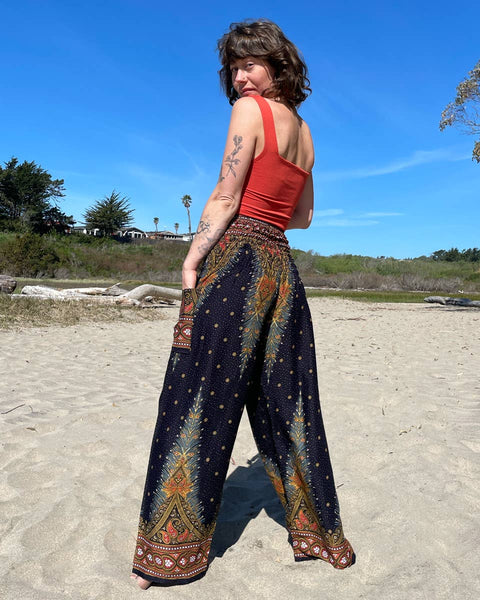 Peacock Pants: Blue / Open Ankle