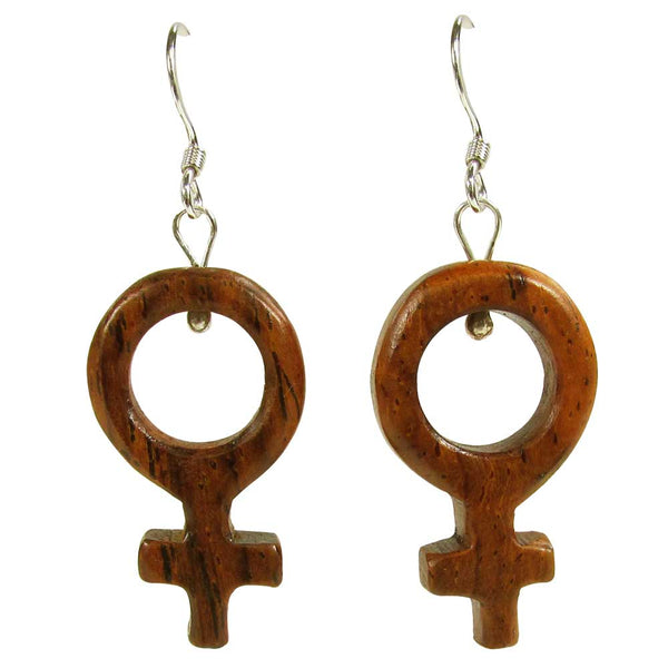 Wood Female Symbol Earrings