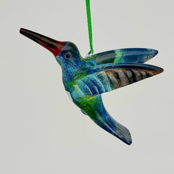 Soapstone Bird, Hummingbird, Flying Ornament, 6"