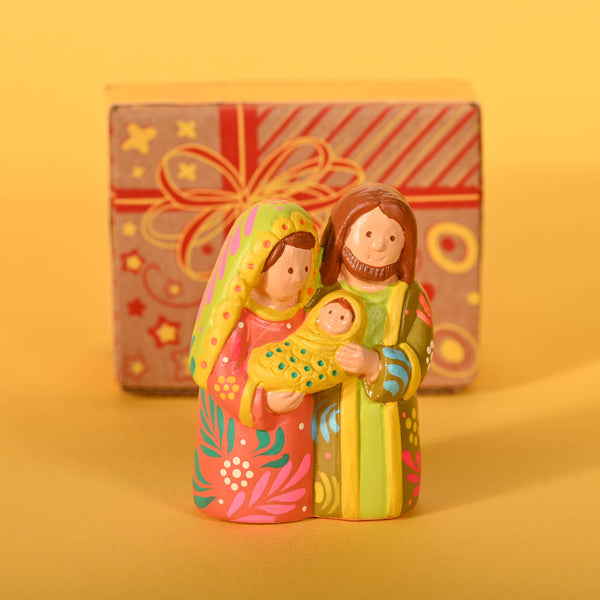 Coral & Lime Holy Family - Ceramic Nativity