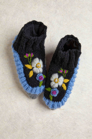 Color Block Charcoal Knit Slippers