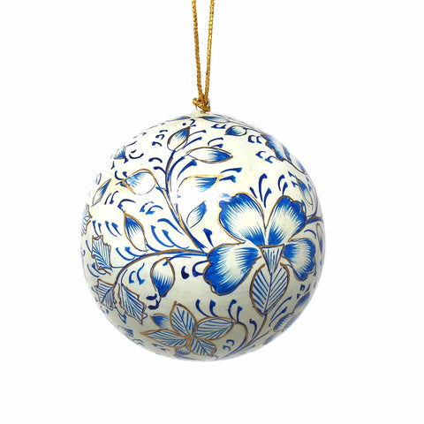 Handpainted Ornaments, Blue Floral