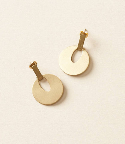 Diya Gold Disc Drop Earrings