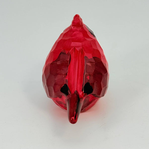 Soapstone Bird, Red Cardinal, Male, Rough carved, 5"