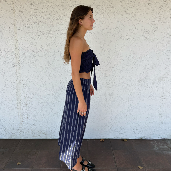 Navy Sailor Stripe Lagoon Cropped Pants