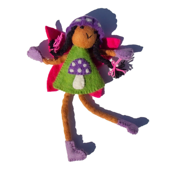 Mushroom Bonnet Tooth Fairy Pillow Raven Purple - Brown Skin