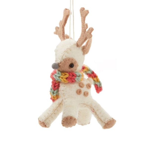 Cream Reindeer Christmas Ornament