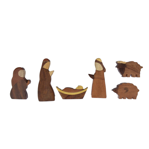 Handcrafted Joint Wood India NatIvity Set (6 pieces)