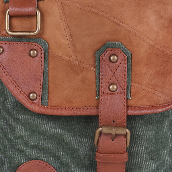 Trek Waxed Canvas & Upcycled Leather Crossbody Bag