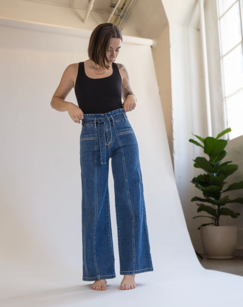 PENNY PAPERBAG WIDE LEG IN LAGUNA WASH