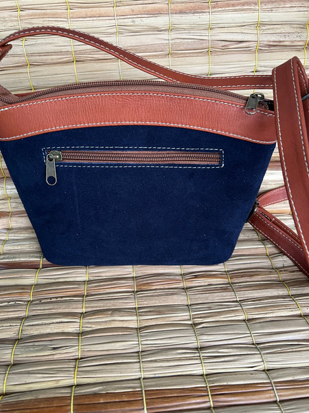 Suede & Leather Floral Shoulder Bag| Colorful Real Suede Bag