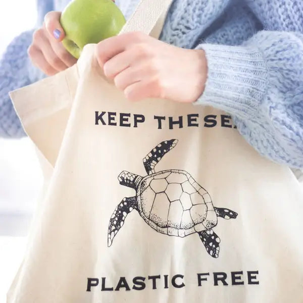 Keep The Sea Plastic Free (Turtle) - Organic Cotton Tote