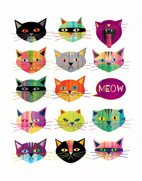 Plaid Cats Print