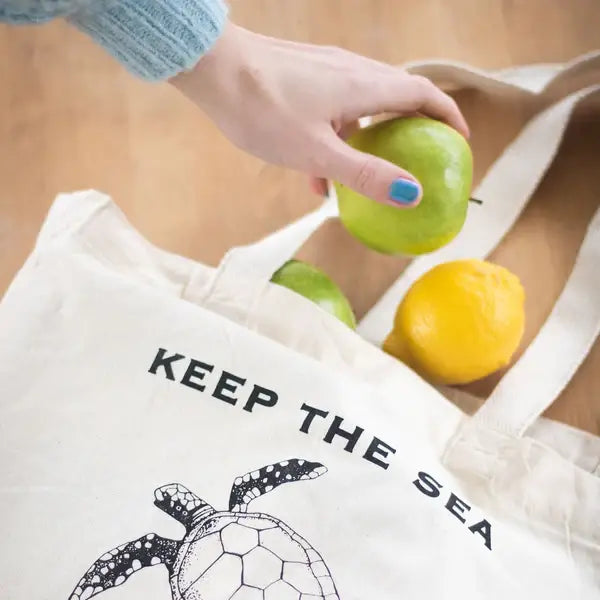 Keep The Sea Plastic Free (Turtle) - Organic Cotton Tote